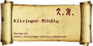 Kitzinger Mihály névjegykártya
